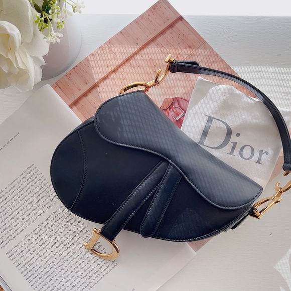 Dior Mini Saddle Bag Black Calfskin - Picture 1 of 6